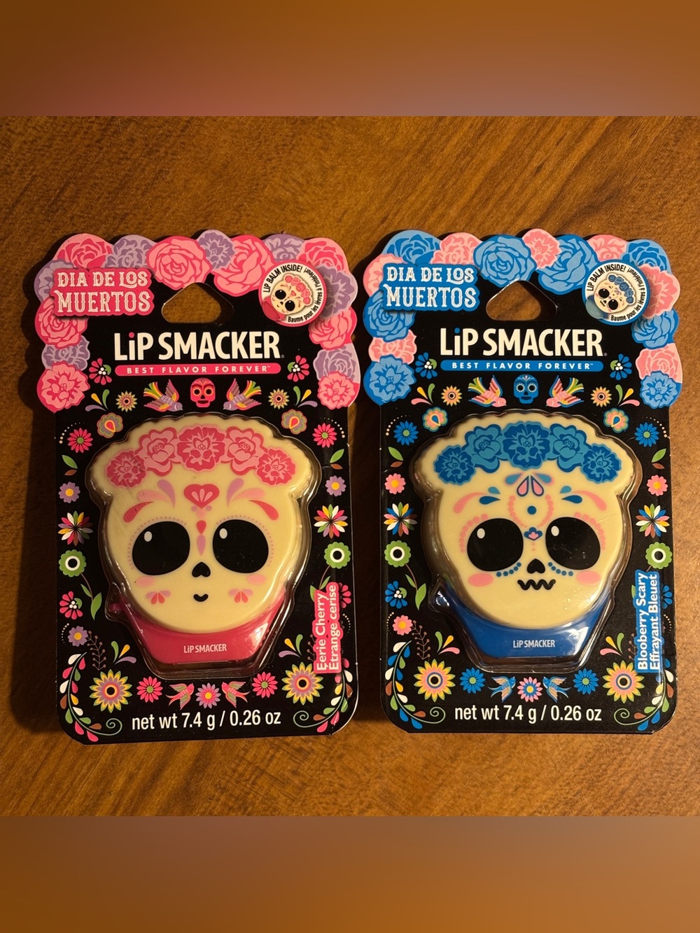 Set Lip Smacker Dia De Los Muertos Sugar Skull Lip Balm Halloween collectible
